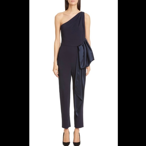 Cushnie one shoulder crepe jumpsuit. Midnight blue. Size 0. New with tags. - Picture 2 of 13
